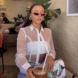 superdown white mesh button jacket